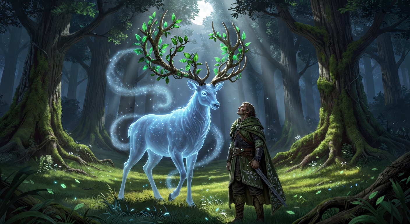 Majestic forest spirit stag companion